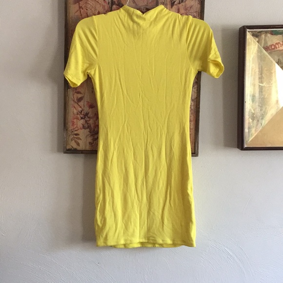 NAKED WARDROBE STRETCH YELLOW BODYCON MINI DRESS M - Picture 11 of 14
